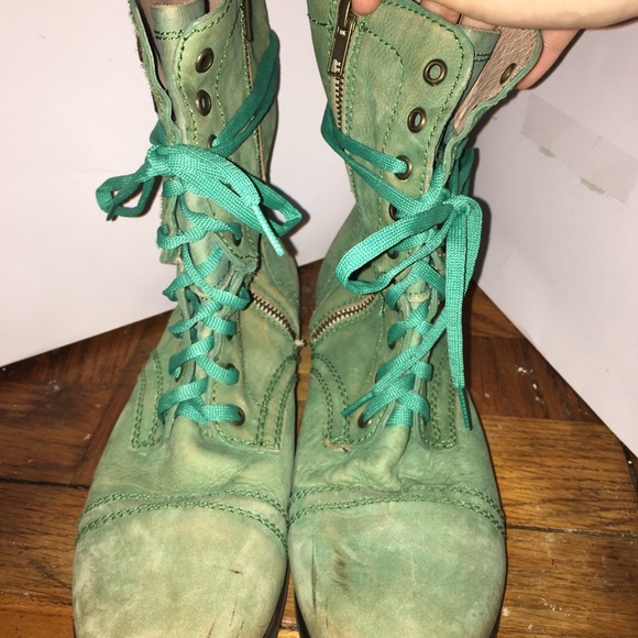 turquoise combat boots